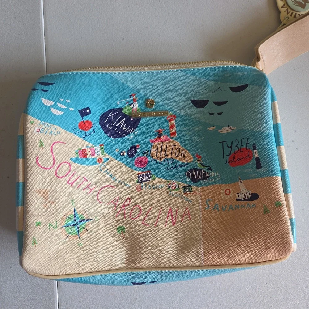 SPARTINA 449 Carry All Travel Makeup Case Daufuskie Island Coated Vinyl NWT